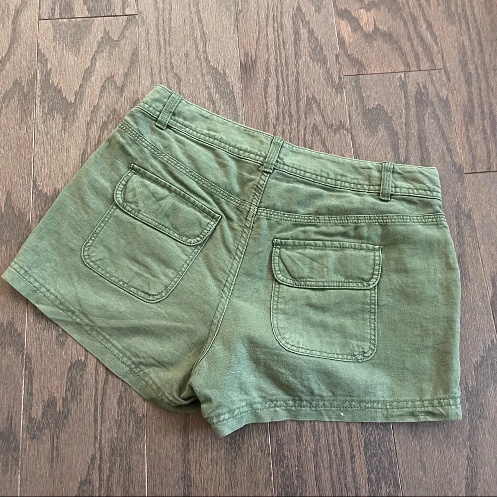 J. Crew Army Green Linen Shorts